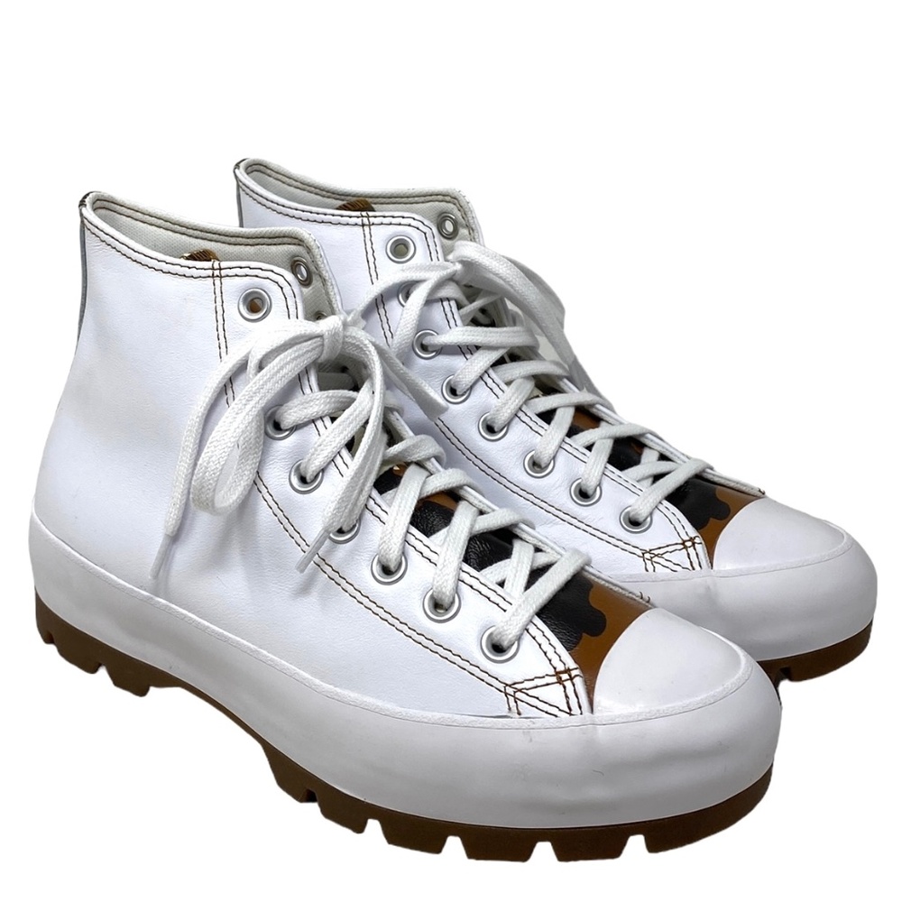 Converse Ctas Lugged Shoes Leather White Camo Brown Women's Custom 570637C-WTCM